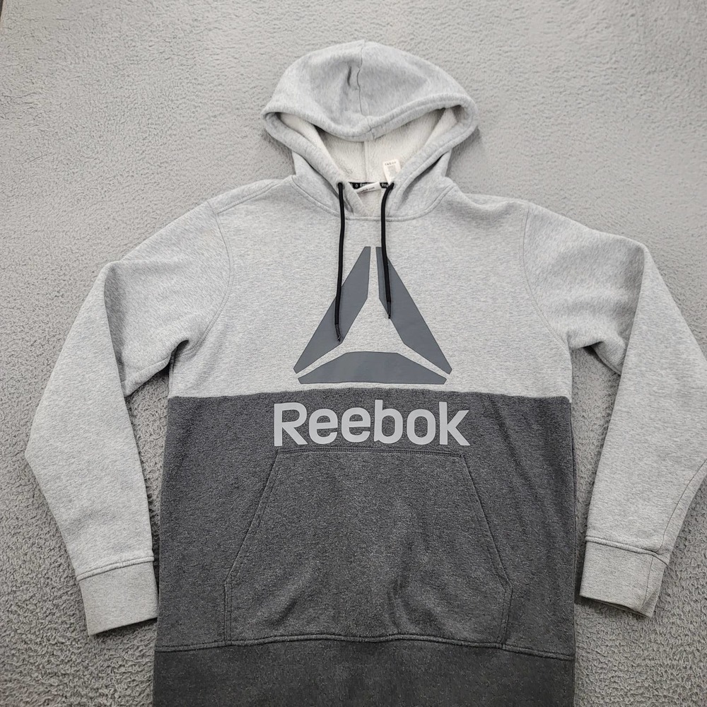 Reebok Hoodie Mens Medium Gray Sweatshirt Long‎ Sleeve Hooded Outdoor